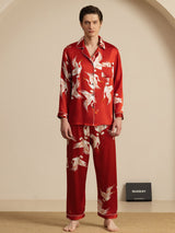 [خمر] SilkSilky-SA Long Sleeve Notch Collar بيجامة رجالية 003