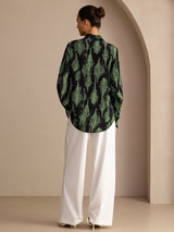 [طحلب أسود] SilkSilky-SA Long Sleeve Lapel Collar بلوزة 002