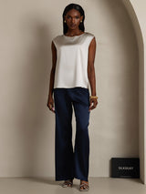 [رمادي فاتح] SilkSilky-SA Cap Sleeve Round Neck تي شيرت نسائية 005