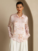 [لون القرنفل] SilkSilky-SA Long Sleeve Lapel Collar بلايز نسائية 003