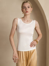 [أبيض] SilkSilky-SA Sleeveless Round Neck تي شيرت نسائية 003