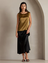 [بني] SilkSilky-SA Sleeveless Round Neck كامي 001