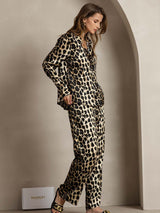 [فهد] SilkSilky-SA 19Momme الحرير Lapel Collar Women''s Outfit Sets 004