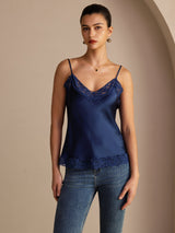 [أزرق غامق] SilkSilky-SA Spaghetti Strap V Neck كامي 003