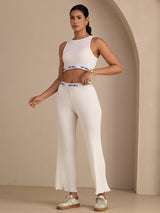 [أبيض] SilkSilky-SA Sleeveless Crew Neck Women's Outfit Sets 003