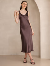 [قهوة] SilkSilky-SA Sleeveless فساتين نسائية 005
