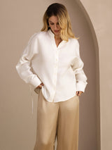 [أبيض] SilkSilky-SA Long Sleeve Split بلوزات نسائية 001