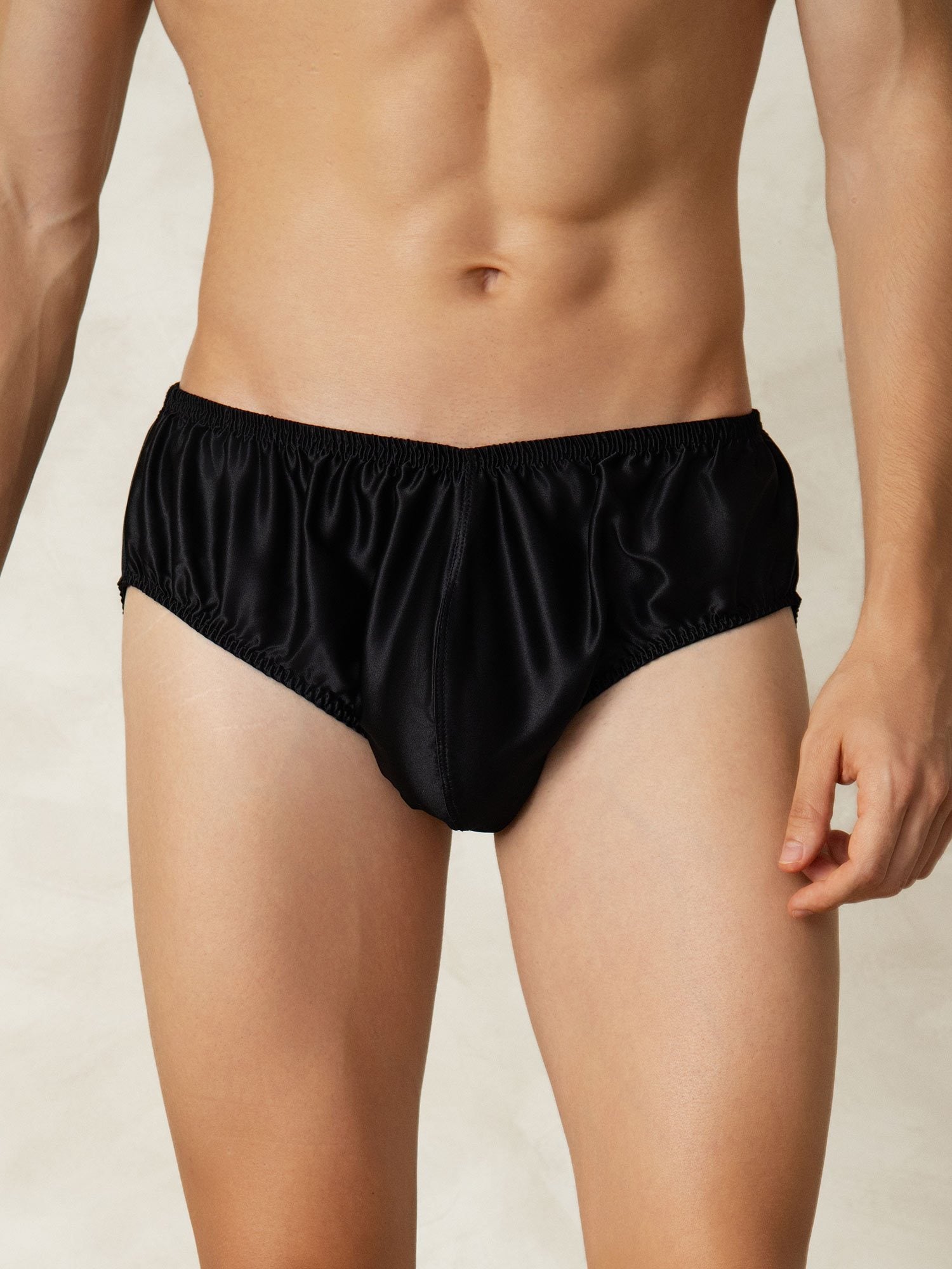 [أسود] SilkSilky-SA الحرير الخالص Mens Underwear 001