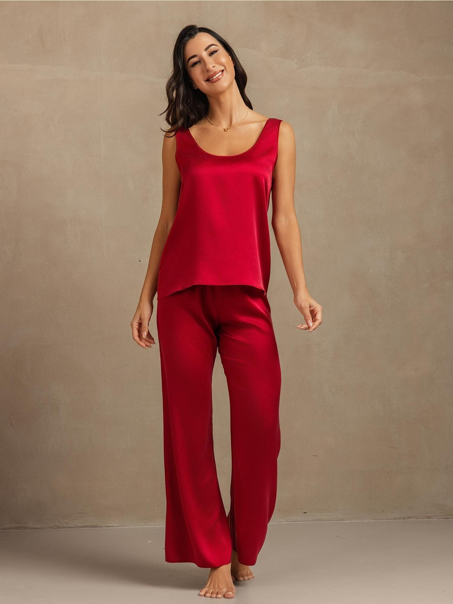 [خمر] SilkSilky-SA 19Momme الحرير Womens Pajamas 005