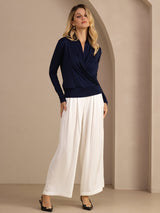 [أزرق غامق] SilkSilky-SA Long Sleeve بلوزات نسائية 007