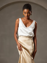 [أبيض] SilkSilky-SA Sleeveless V Neck كامي 005