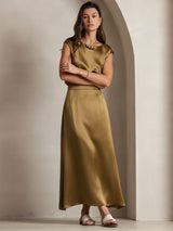 [بني] SilkSilky-SA Cap Sleeve Round Neck تي شيرت نسائية 007