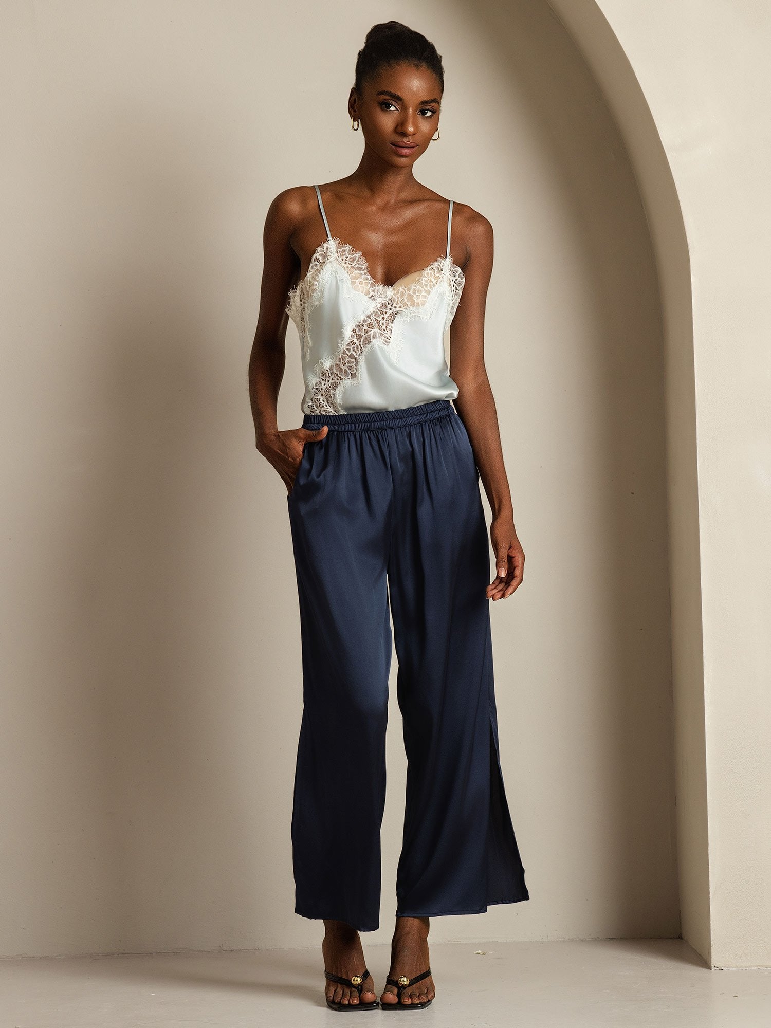 [أزرقفاتح] SilkSilky-SA الحرير الخالص Camisoles 009