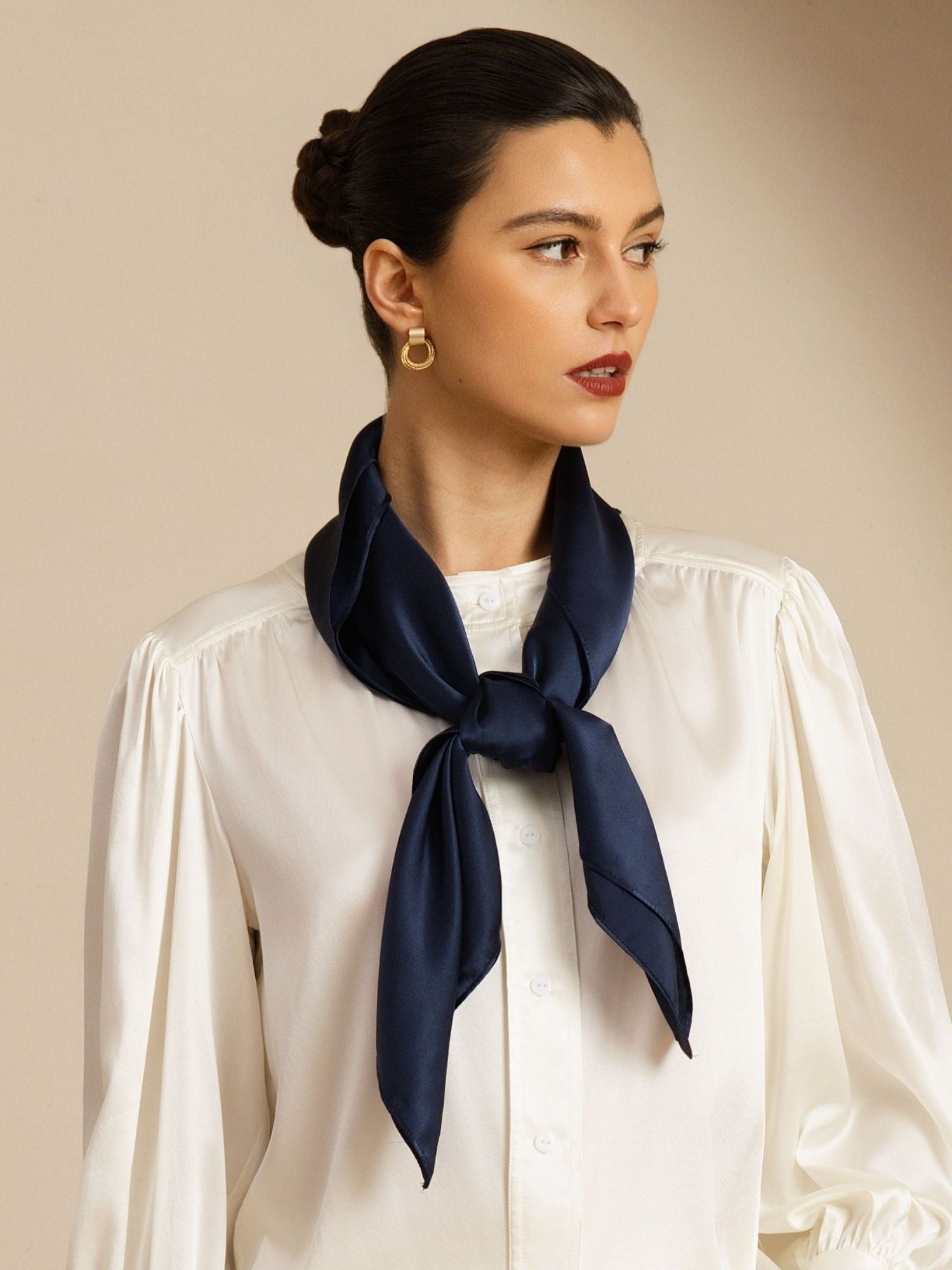 [أزرقغامق] SilkSilky-SA Pure Silk Scarf 002