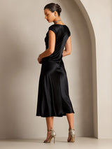 [أسود] SilkSilky-SA Cap Sleeve فساتين نسائية 002