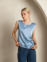 [أزرق رمادي] SilkSilky-SA Sleeveless Round Neck كامي 003