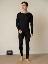 [أسود] SilkSilky-SA Long Sleeve Round Neck ملابس داخلية طويلة للرجال 003