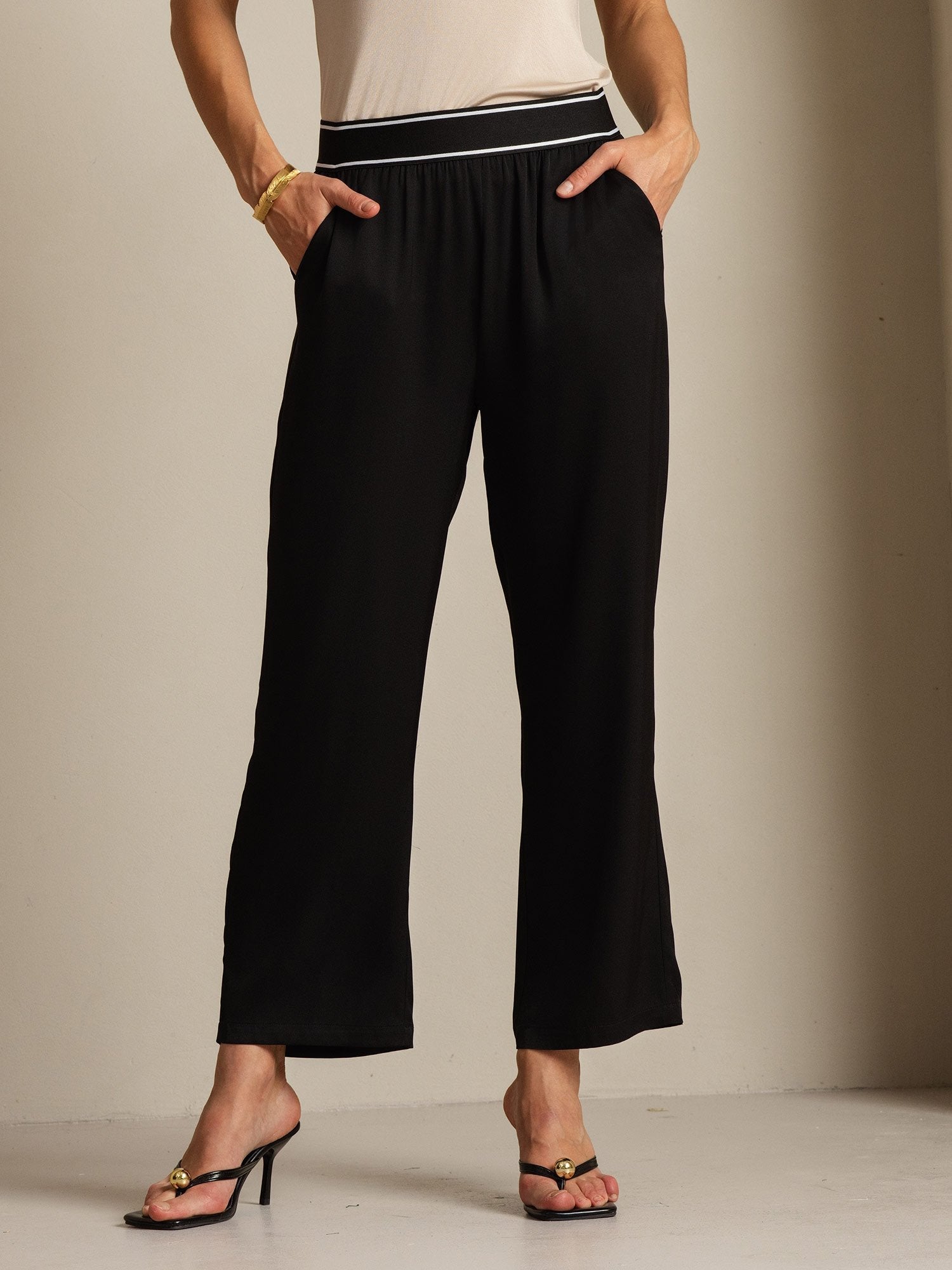 [أسود] SilkSilky-SA 22Momme الحرير Womens Pants 009