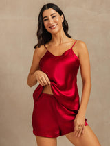 [خمر] SilkSilky-SA Sleeveless V Neck مجموعة قميص قصير 004