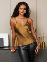 [قهوة] SilkSilky-SA Spaghetti Strap V Neck كامي 005