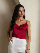 [خمر] SilkSilky-SA Spaghetti Strap Cowl Neck كامي 003