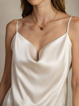 [رمادي فاتح] SilkSilky-SA Spaghetti Strap Cowl Neck كامي 006
