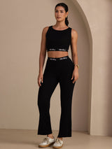 [أسود] SilkSilky-SA Sleeveless Crew Neck Women's Outfit Sets 001