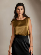 [بني] SilkSilky-SA Sleeveless Round Neck كامي 003