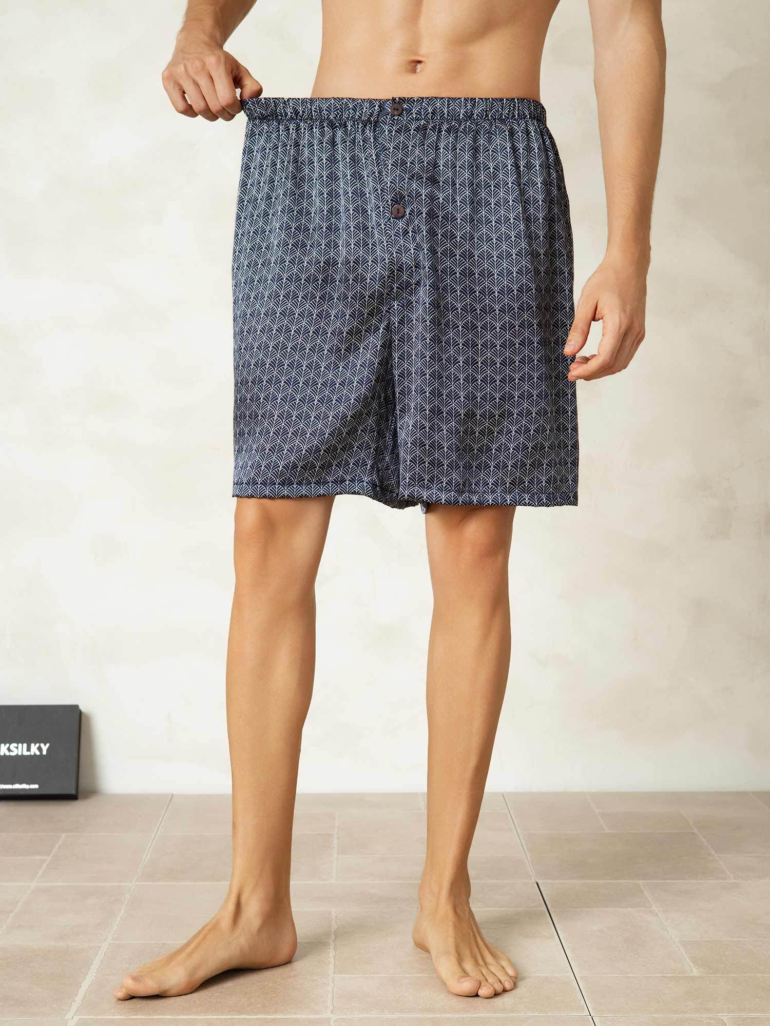 [جنكو كحلي] SilkSilky-SA الحرير الخالص Mens Sleep Bottoms 005,