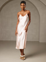 [لون القرنفل] SilkSilky-SA Sleeveless V Neck فساتين نسائية 004