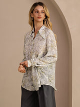 [زهرة الميرمية] SilkSilky-SA Long Sleeve Lapel Collar بلوزة 004
