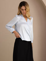 [أزرق فاتح] SilkSilky-SA Long Sleeve Blouse 003