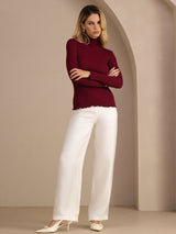 [خمر] SilkSilky-SA Long Sleeve Turtle Neck تي شيرت نسائية 007