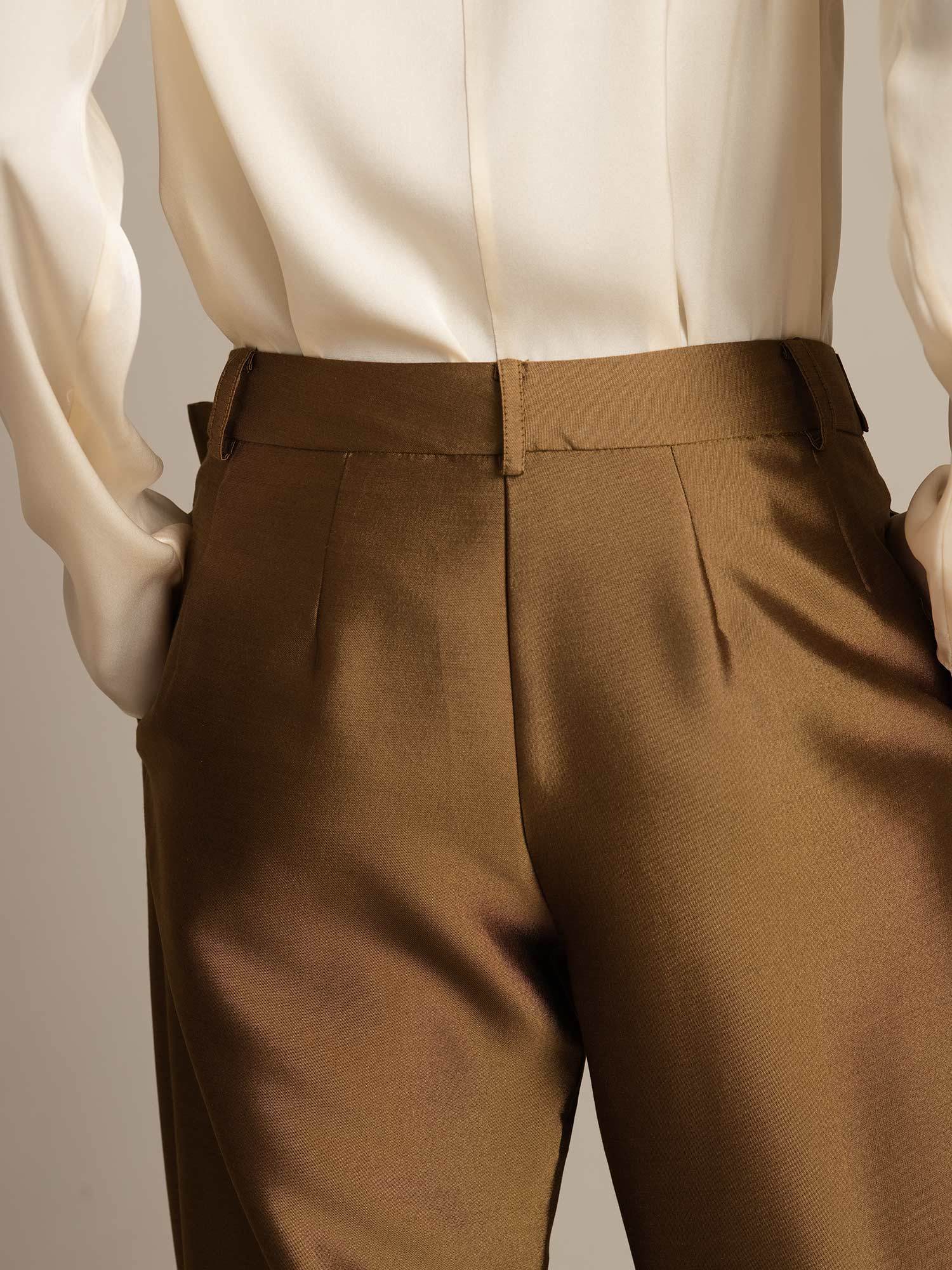[برونزي] SilkSilky-SA 32Momme الحرير Womens Pants 005,