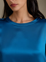 [المياه الخضراء] SilkSilky-SA 3/4 Sleeve Round Neck فساتين نسائية 004