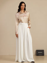 [شامبانيا] SilkSilky-SA Long Sleeve Lapel Collar بلايز نسائية 006