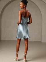 [أزرق رمادي] SilkSilky-SA Sleeveless Cowl Neck فساتين نسائية 002