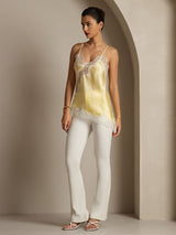 [أصفر فاتح] SilkSilky-SA Spaghetti Strap V Neck كامي 008
