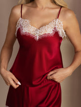 [خمر] SilkSilky-SA Sleeveless V Neck مجموعة قميص قصير 006