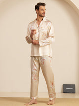 [شامبانيا] SilkSilky-SA Long Sleeve Lapel Collar بيجامة رجالية 005