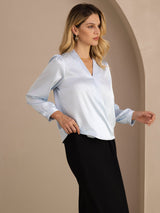[أزرق فاتح] SilkSilky-SA Long Sleeve Blouse 004