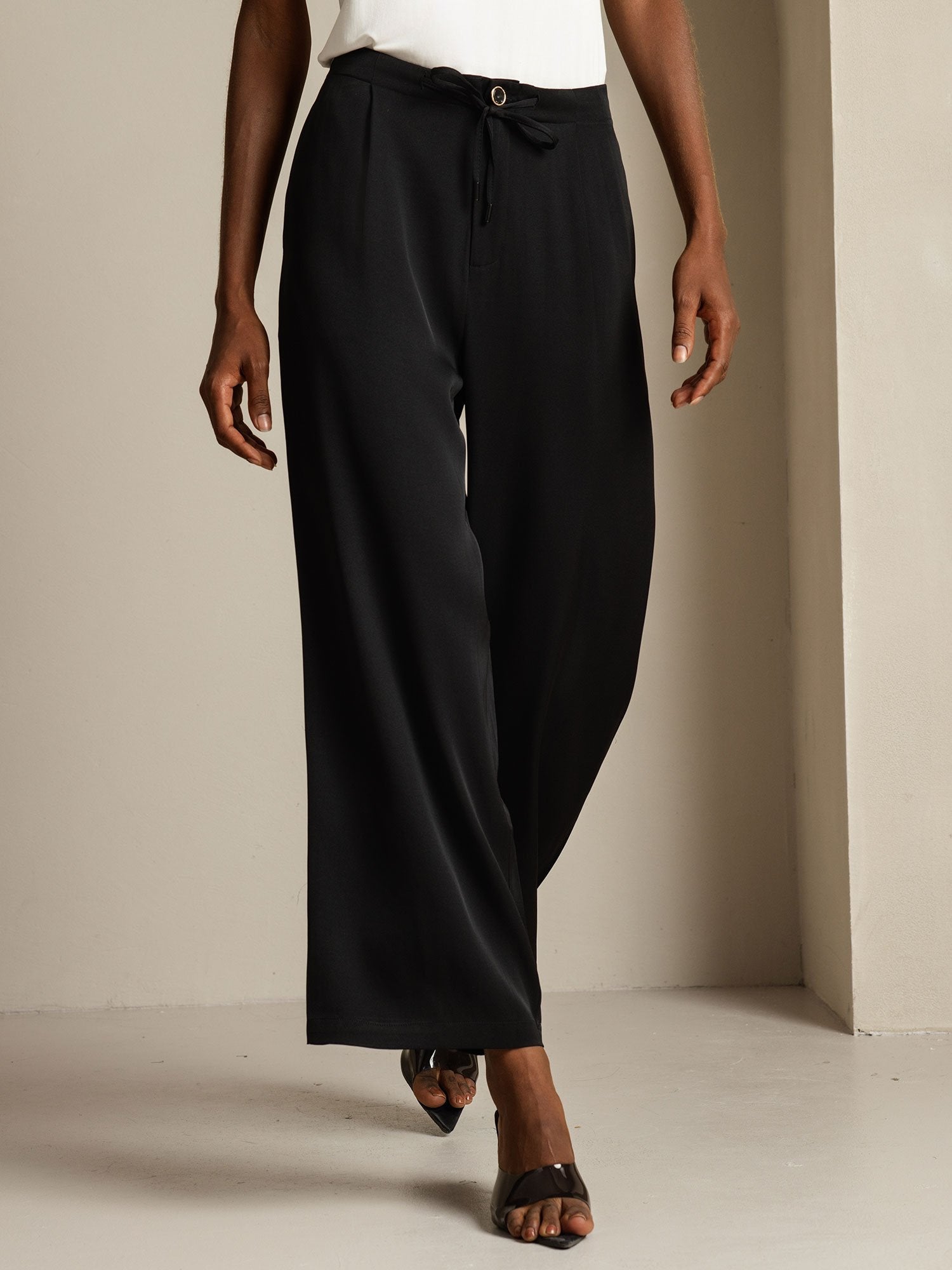 [أسود] SilkSilky-SA 19Momme الحرير Womens Pants 003