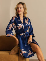 [أزرق غامق] SilkSilky-SA 3/4 Sleeve رداء حمام نسائي 001