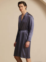 [جنكو كحلي] SilkSilky-SA Long Sleeve V Neck رداء الحمام الرجالي 005
