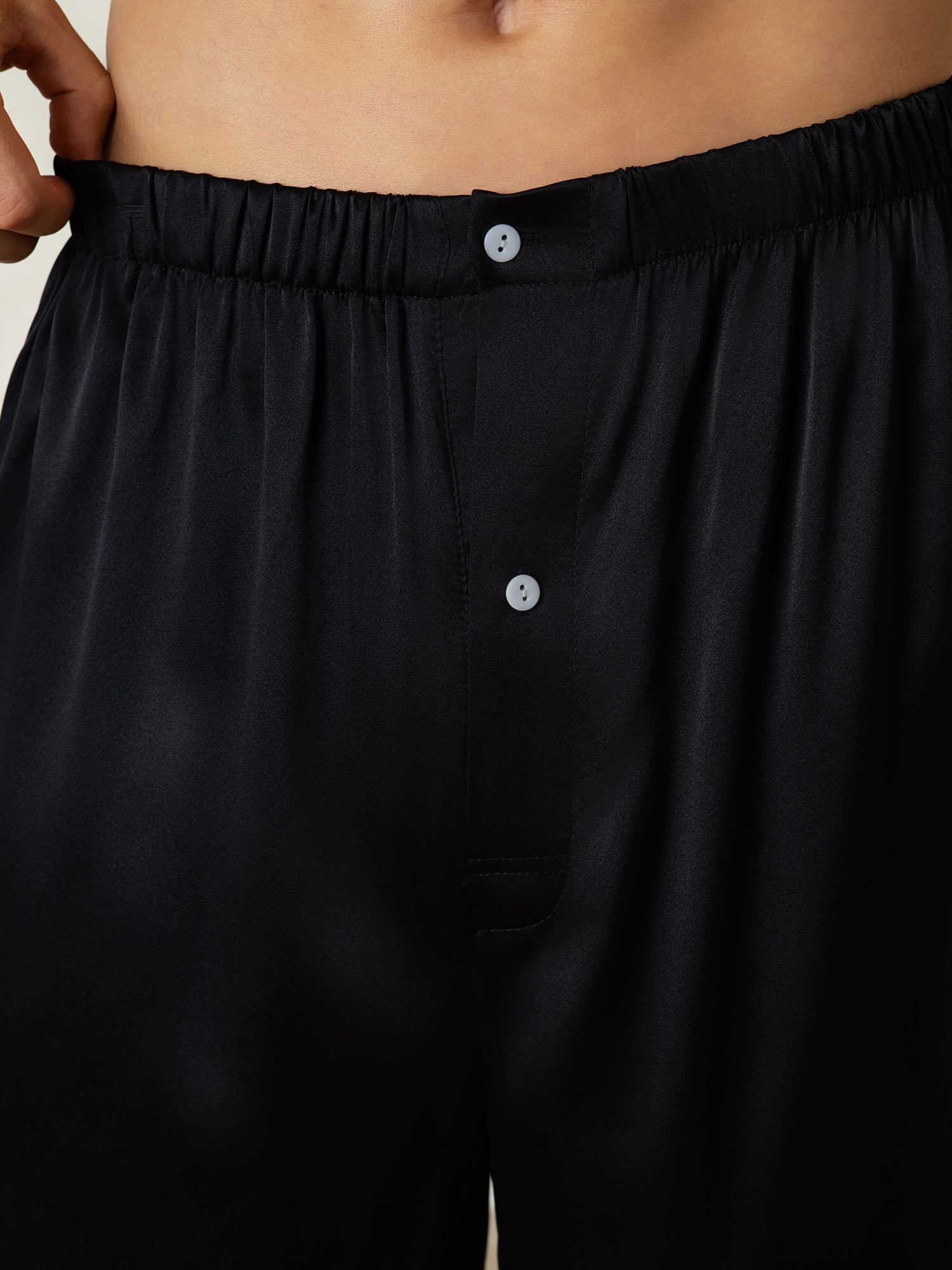 [أسود] SilkSilky-SA الحرير الخالص Mens Sleep Bottoms 006