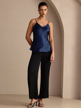 [أزرق غامق] SilkSilky-SA Sleeveless V Neck كامي 005