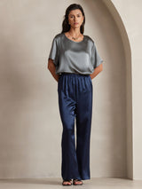 [أزرق غامق] SilkSilky-SA 19Momme الحرير Womens Pants 004,