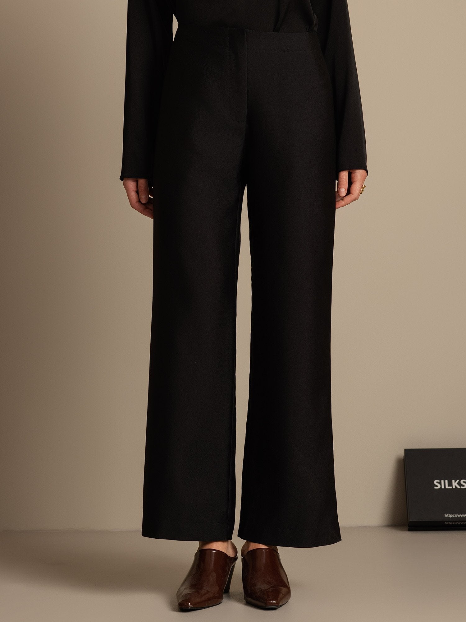 [أسود] SilkSilky-SA 32Momme الحرير Womens Pants 003,