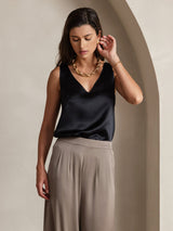 [أسود] SilkSilky-SA Sleeveless V Neck كامي 003