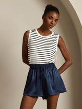[شريط أبيض] SilkSilky-SA Sleeveless Round Neck كامي 006